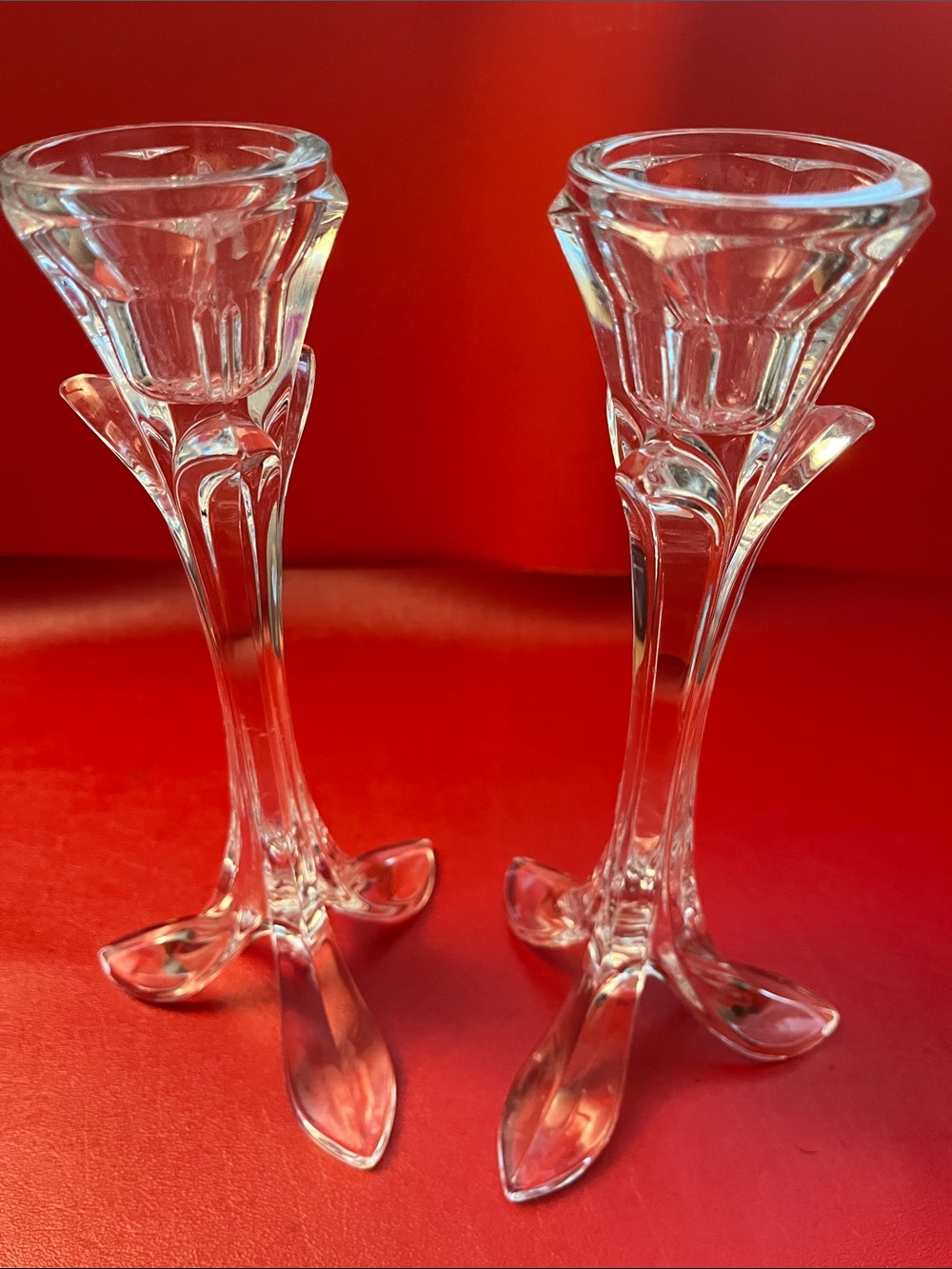Cristal D'arques Bandol lead crystal candle holders set of 2